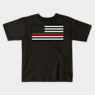 US Flag "Fire Fighter" B&W Kids T-Shirt